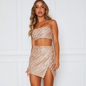 Glitter Mini Skirt Gold